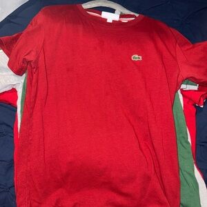 Lacoste Red Short Sleeve Tee Classic Style